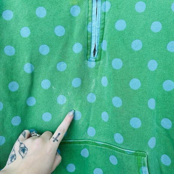Biden Green And Blue Polka Dot 1/4 Zip Pullover Sweater Women’s Size M - Picture 3 of 7